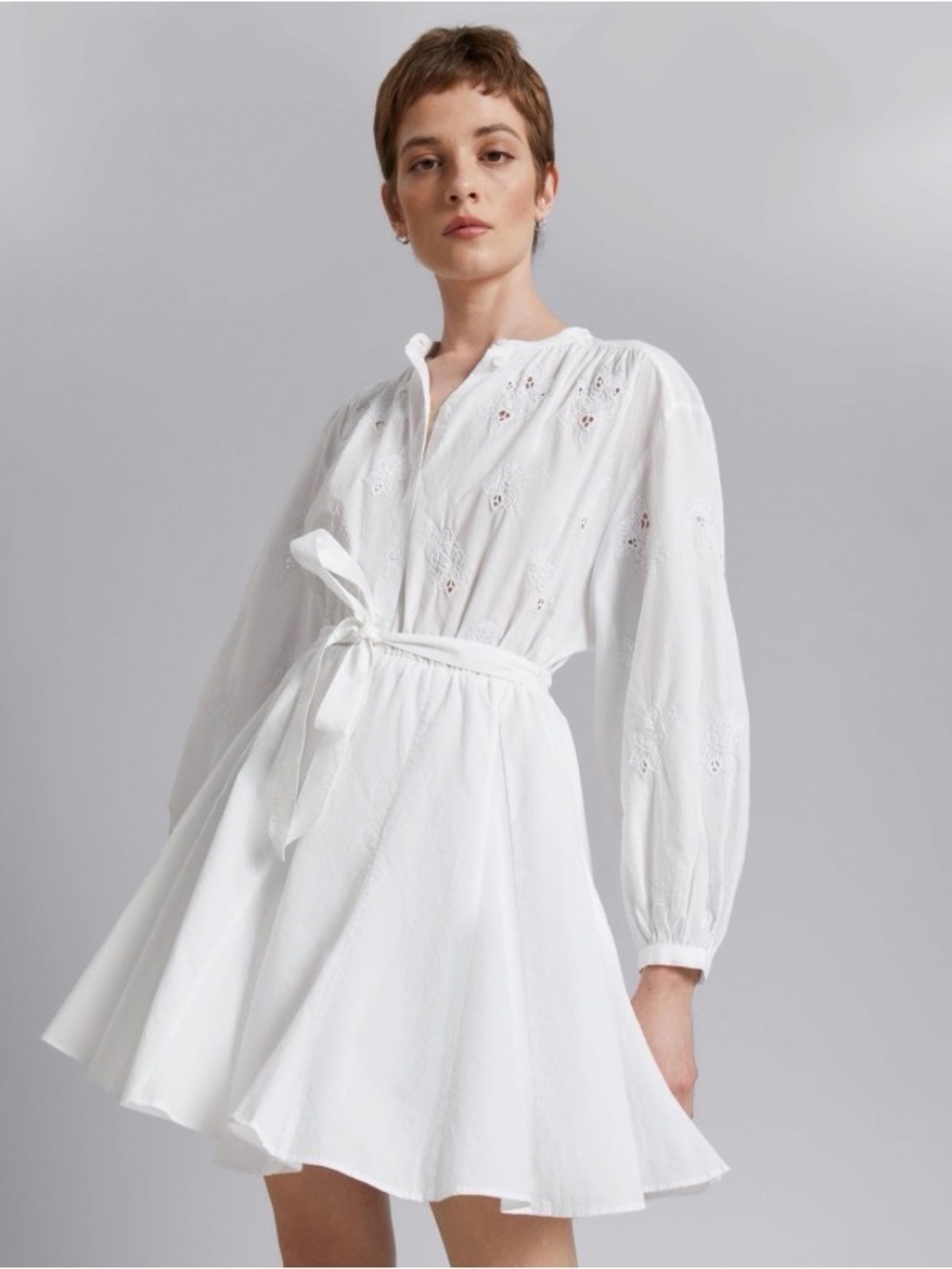 NWT & Other Stories White Embroidered Broderie Cotton Button Shirt